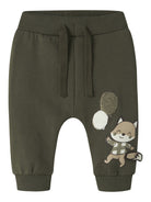 NAME IT Neil Sweat Pants in Olive Night front view