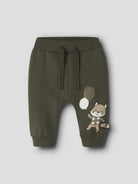 NAME IT Neil Sweat Pants in Olive Night angled view