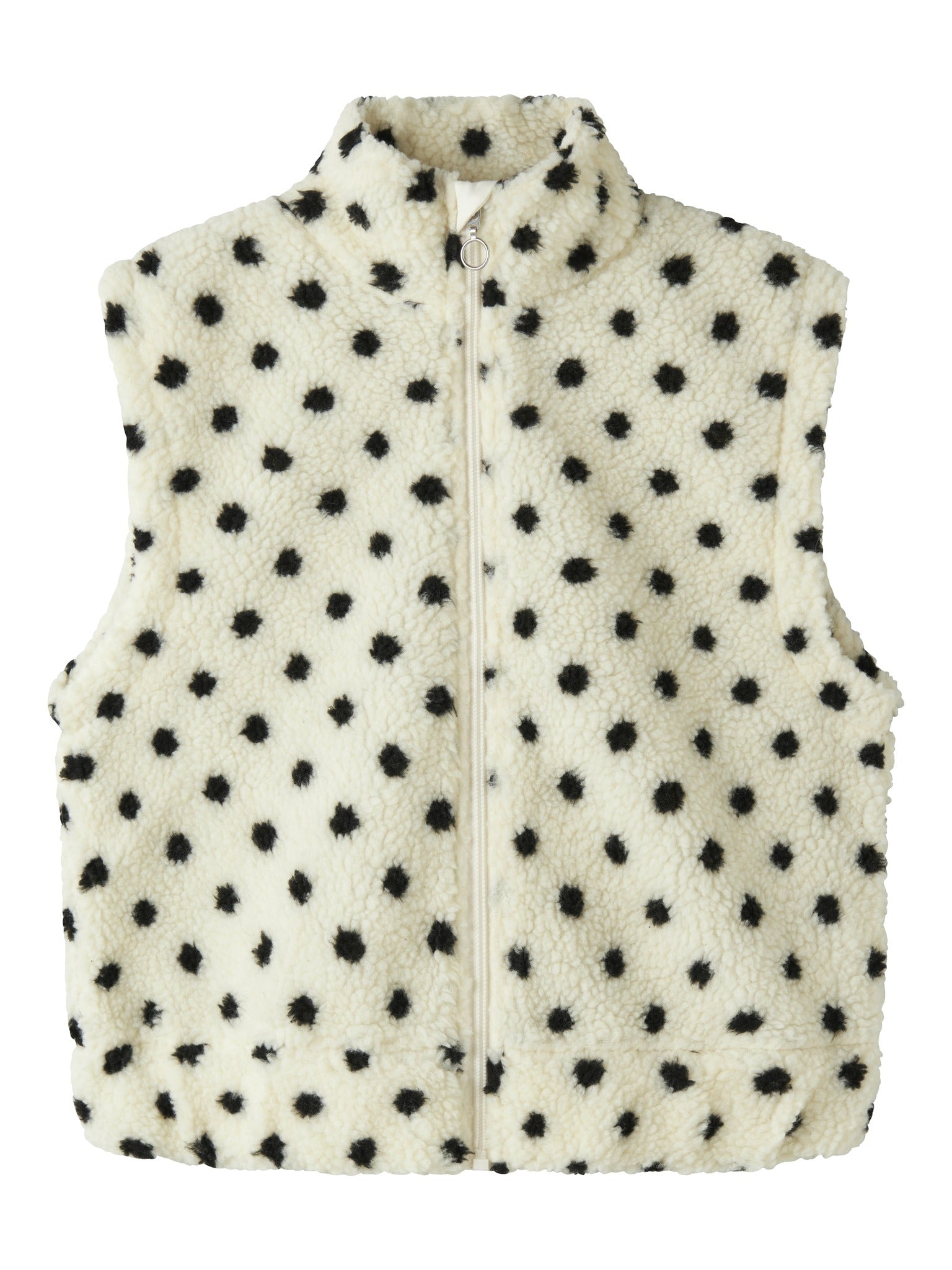 NAME IT Nolpo Short Teddy Vest in Antique White front view