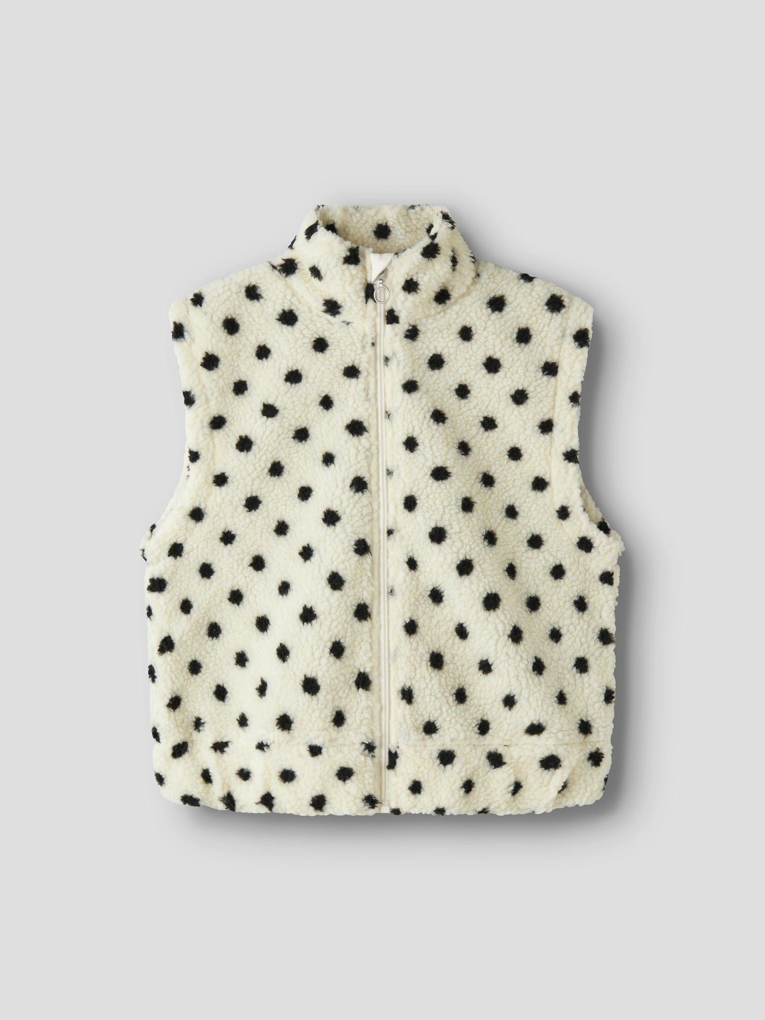 NAME IT Nolpo Short Teddy Vest in Antique White angled view