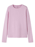 NAME IT Nolovo Long Sleeve Slim Top in Begonia Pink front view