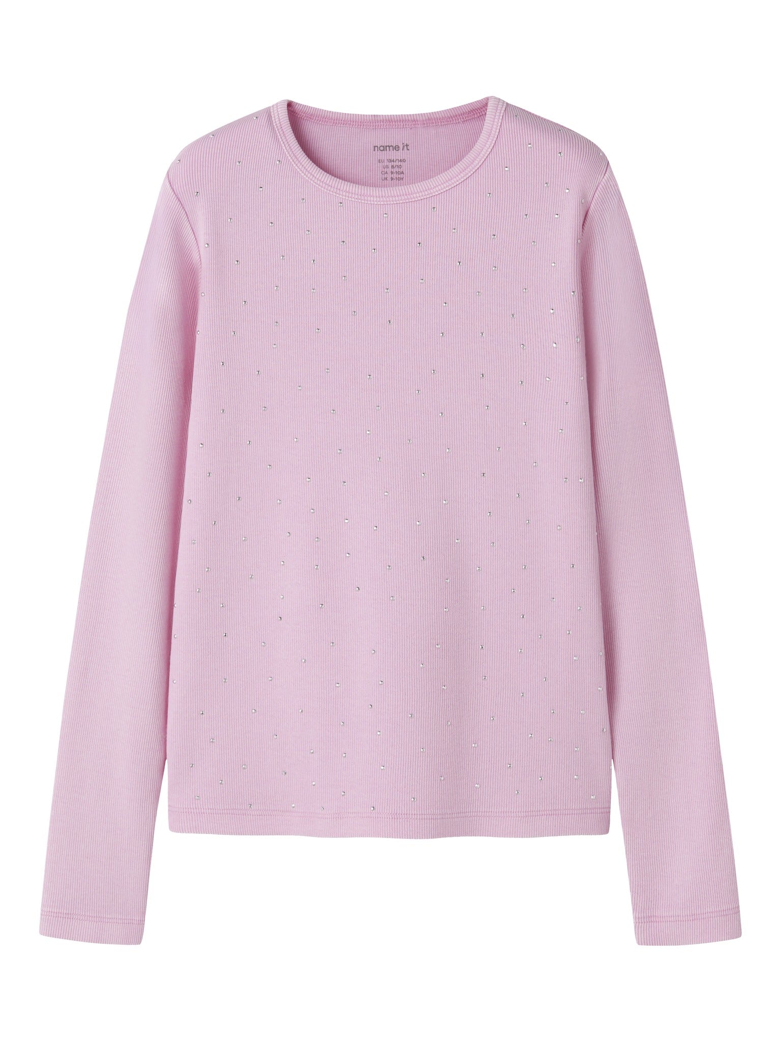 NAME IT Nolovo Long Sleeve Slim Top in Begonia Pink front view