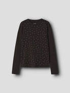 Angled view of NAME IT Nolovo Long Sleeve Slim Top in Chocolate Plum