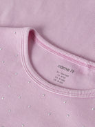Ribbed fabric detail on NAME IT Nolovo Long Sleeve Slim Top in Begonia Pink
