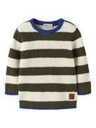 NAME IT Nereus Long Sleeve Knit in Olive Night front view
