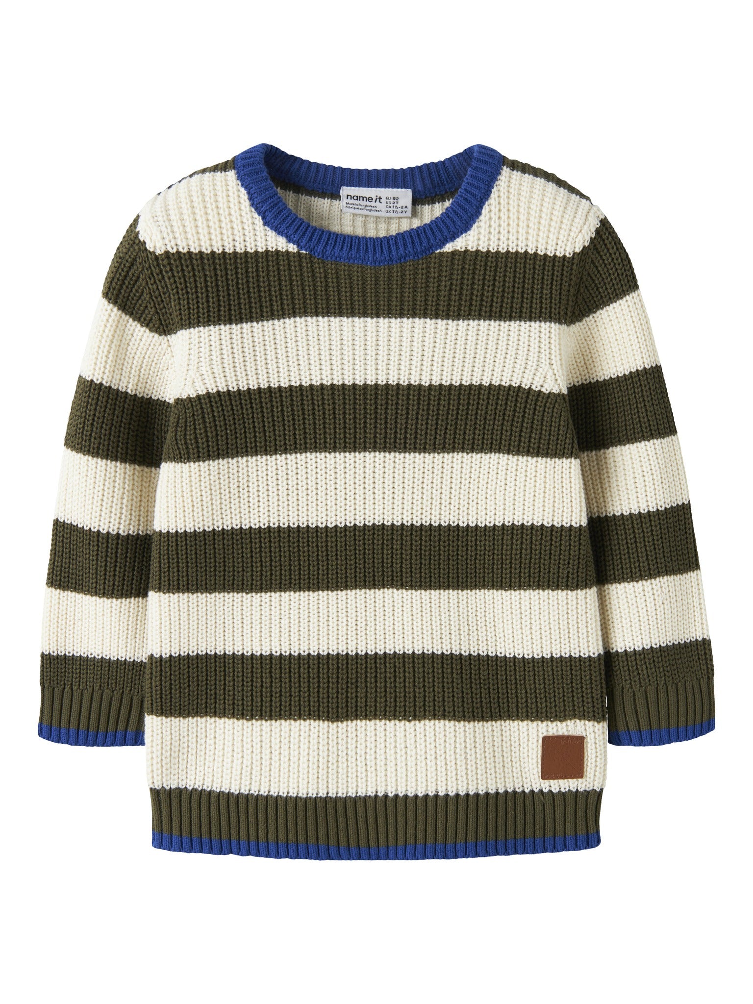 NAME IT Nereus Long Sleeve Knit in Olive Night front view