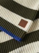 NAME IT Nereus Long Sleeve Knit in Olive Night striped knit detail