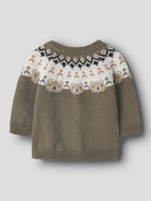 NAME IT Osmane Long Sleeve Knit Cardigan in Mermaid back view
