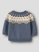 NAME IT Osmane Long Sleeve Knit Cardigan in Blue Mirage back view