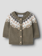 NAME IT Osmane Long Sleeve Knit Cardigan in Mermaid angled view