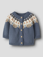 NAME IT Osmane Long Sleeve Knit Cardigan in Blue Mirage angled view