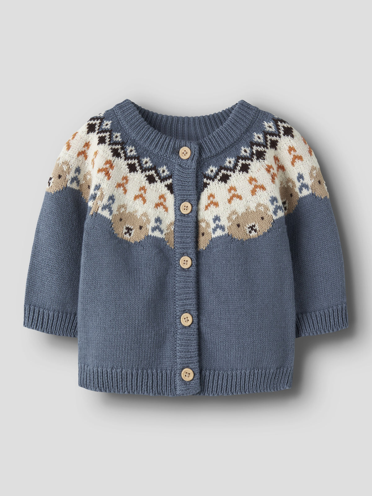 NAME IT Osmane Long Sleeve Knit Cardigan in Blue Mirage angled view