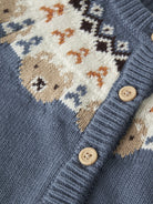 NAME IT Osmane Long Sleeve Knit Cardigan in Blue Mirage pattern knit detail