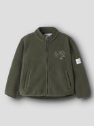 NAME IT Owe Long Sleeve Teddy Card in Olive Night front view