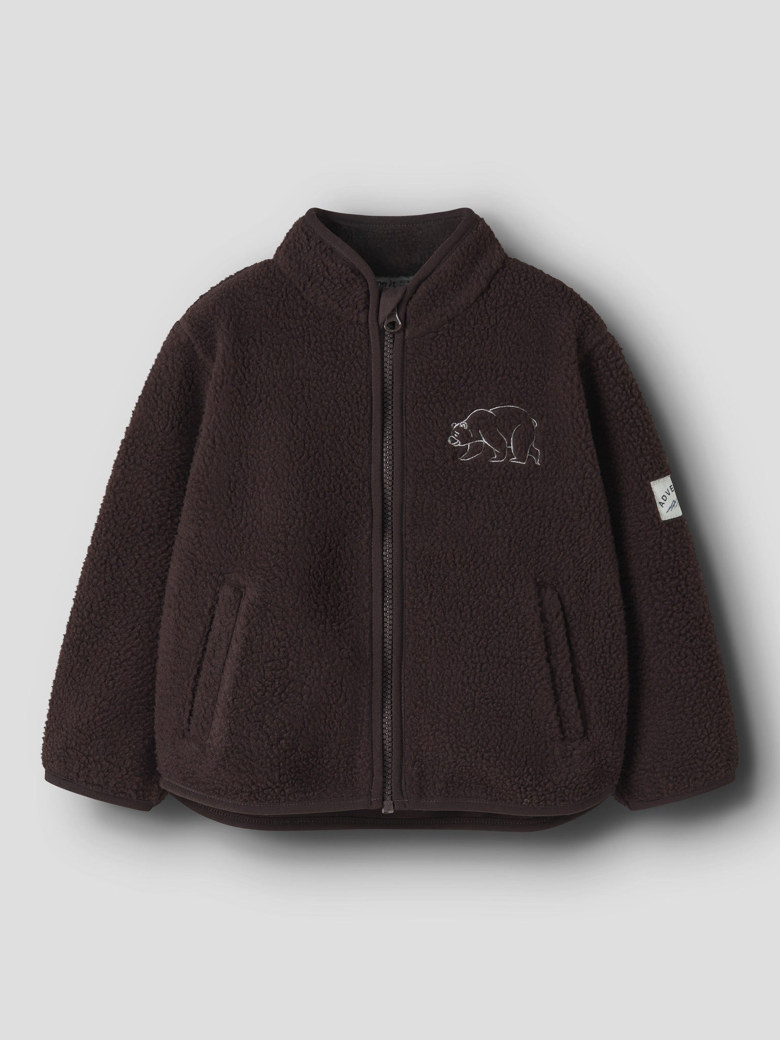 NAME IT Owe Long Sleeve Teddy Card in Chocolate Plum angled view