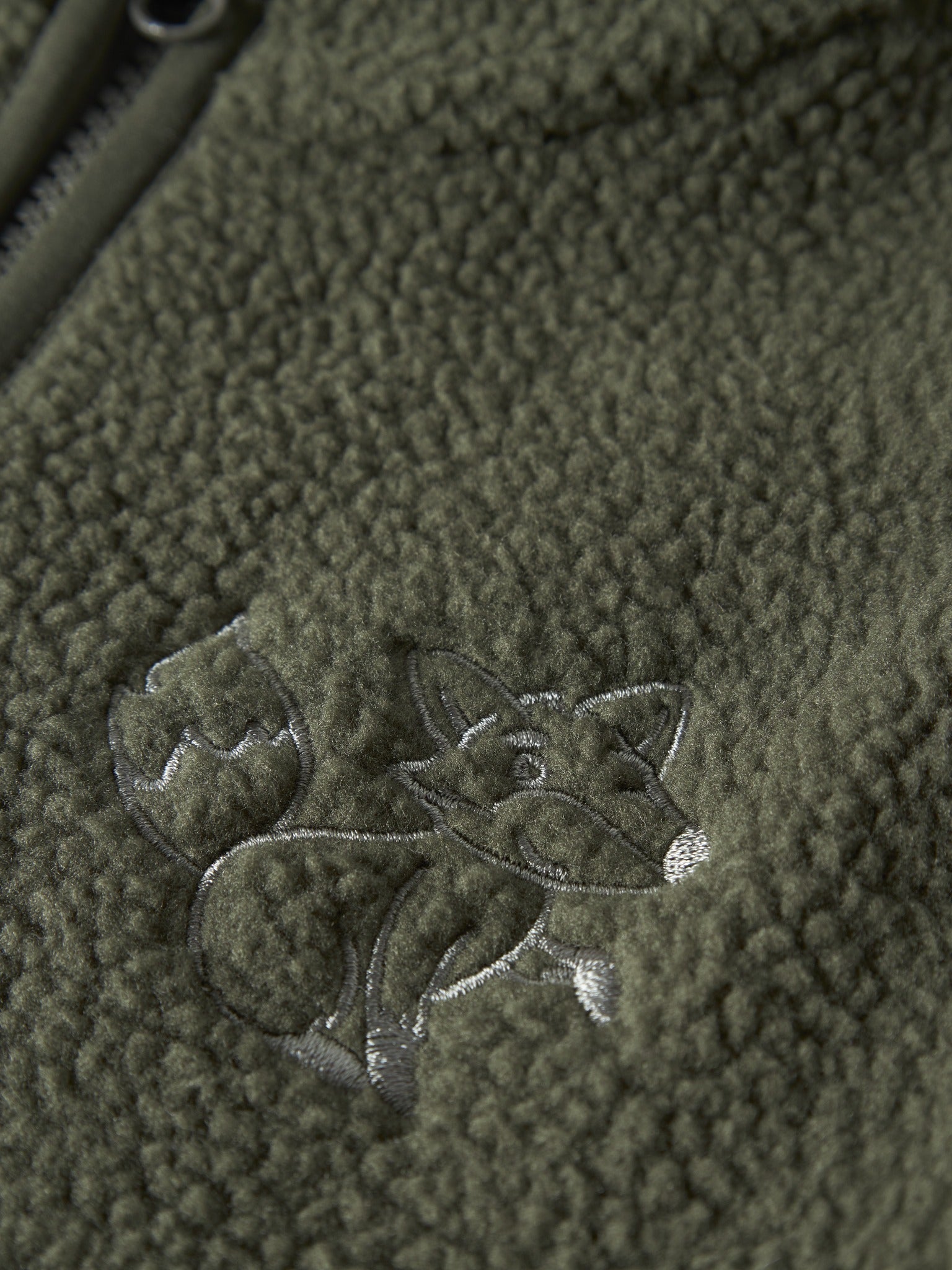 NAME IT Owe Long Sleeve Teddy Card in Olive Night embroidered logo detail