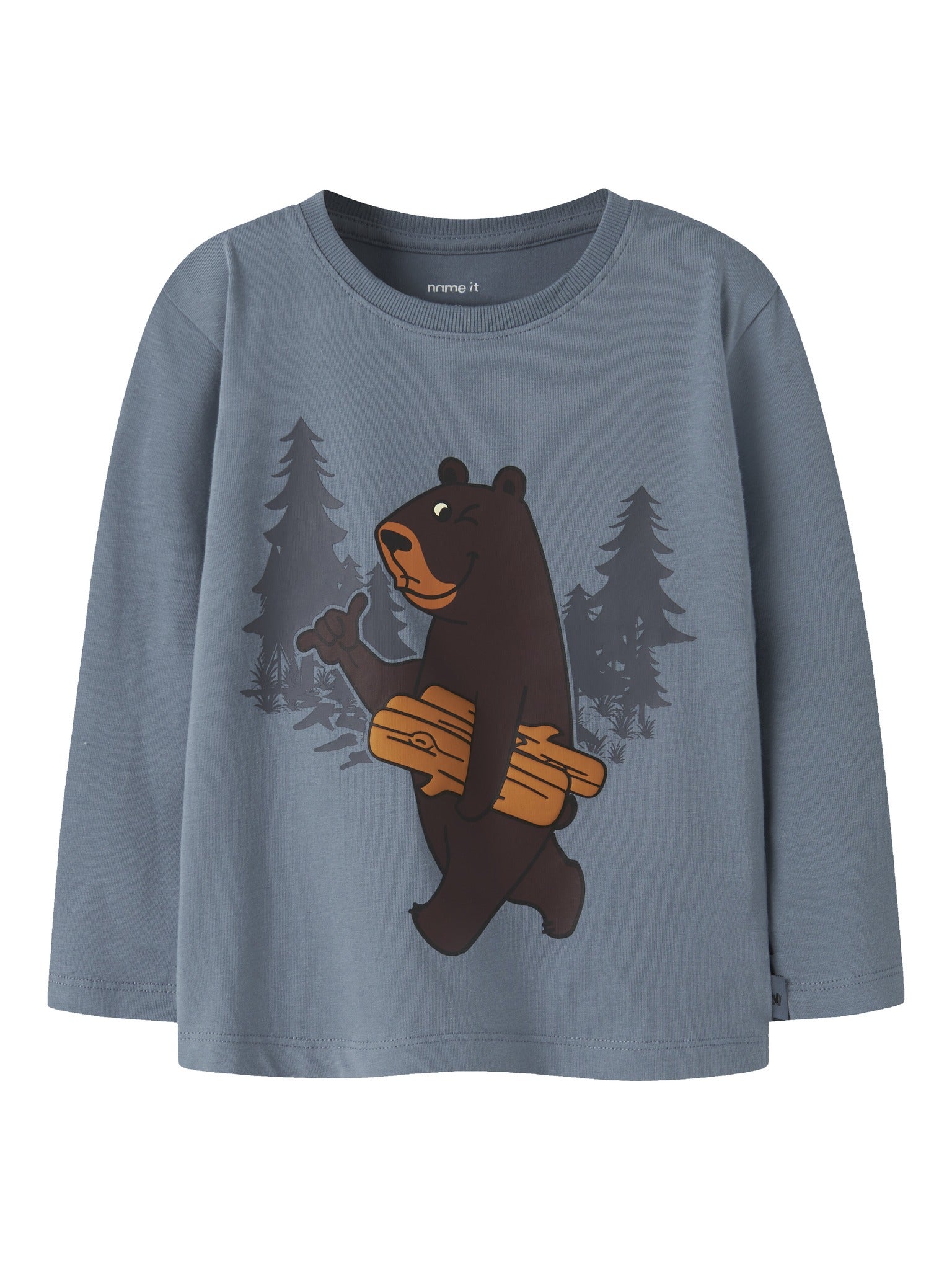 NAME IT Otto Long Sleeve Top in Blue Mirage front view