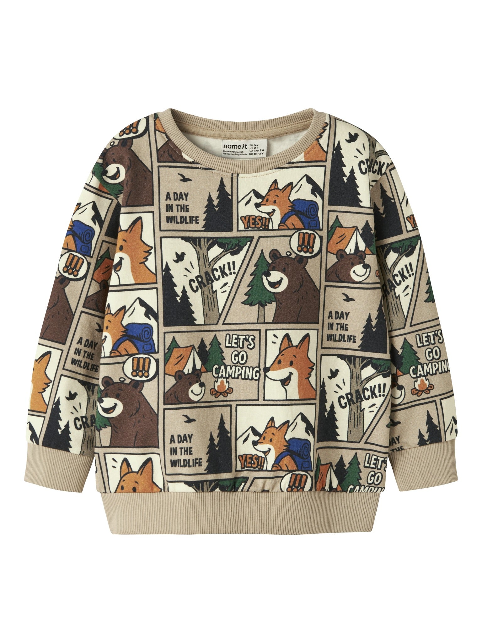 NAME IT Oswaldy Long Sleeve Sweatshirt in Sesame front view