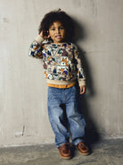 NAME IT Oswaldy Long Sleeve Sweatshirt in Sesame graphic pattern