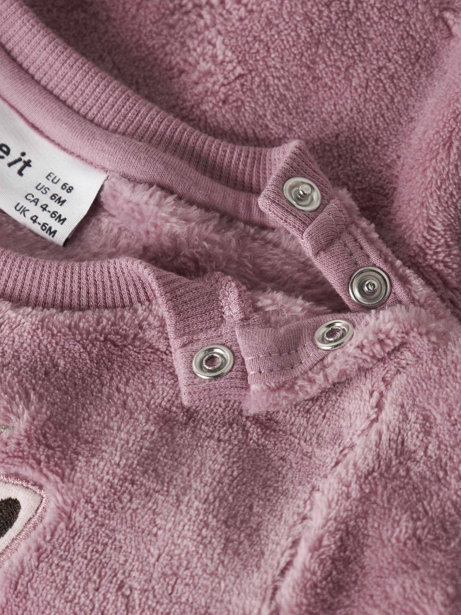 NAME IT Olivine Long Sleeve TEDDY in Lilas snap collar detail