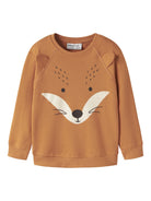 NAME IT Ollie Long Sleeve Sweatshirt in Tomato Cream front view