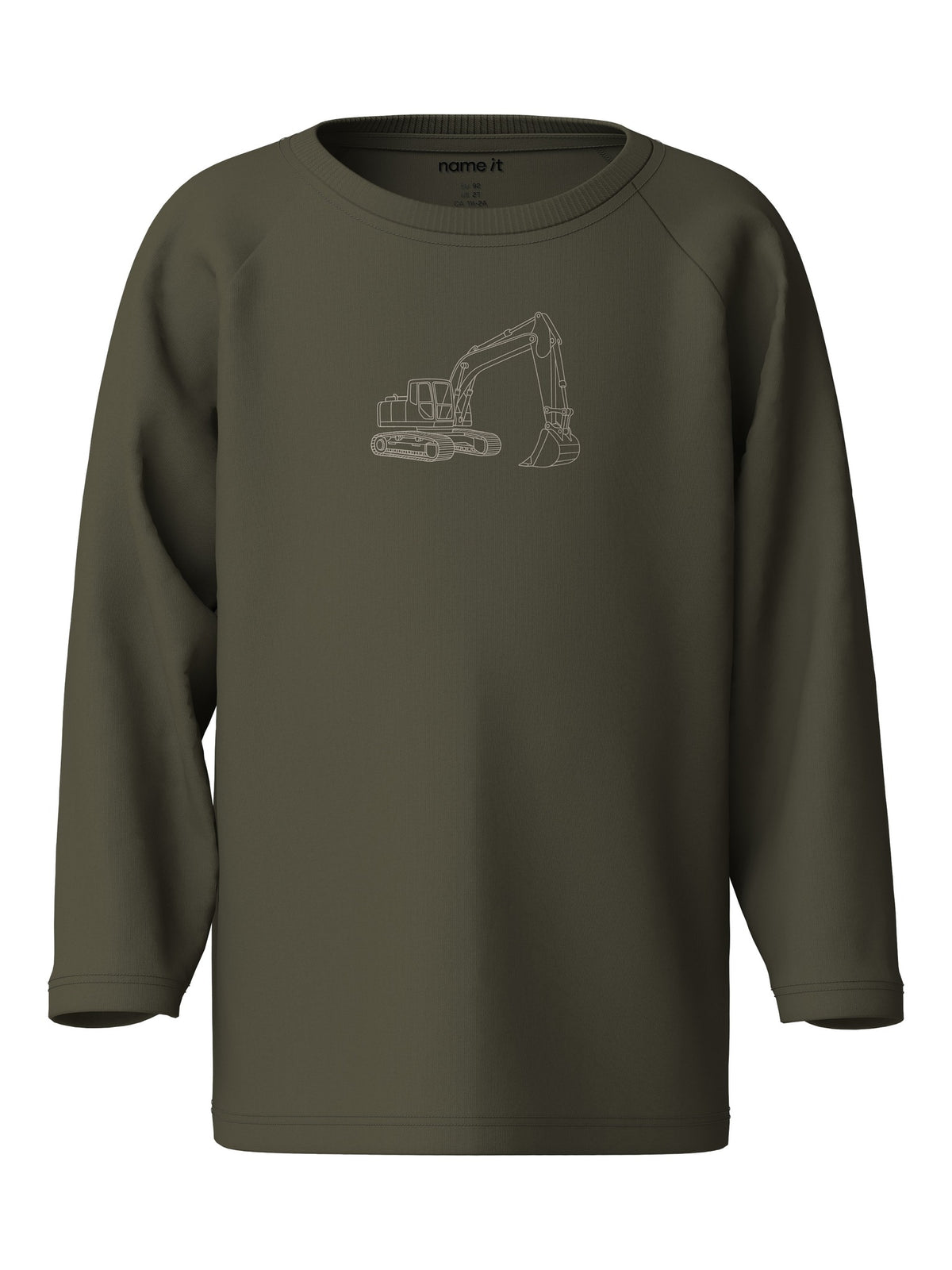 NAME IT Vaglan Long Sleeve Top in Olive Night Excavator front view