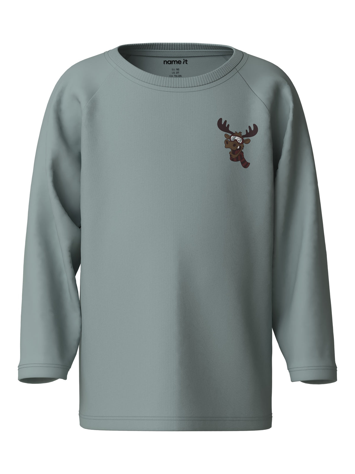 NAME IT Vaglan Long Sleeve Top in Abyss Moose front view