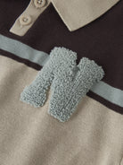 NAME IT Ral Boys' Knitted Polo Neck in Chocolate Plum Without N boucle logo and stripe detail