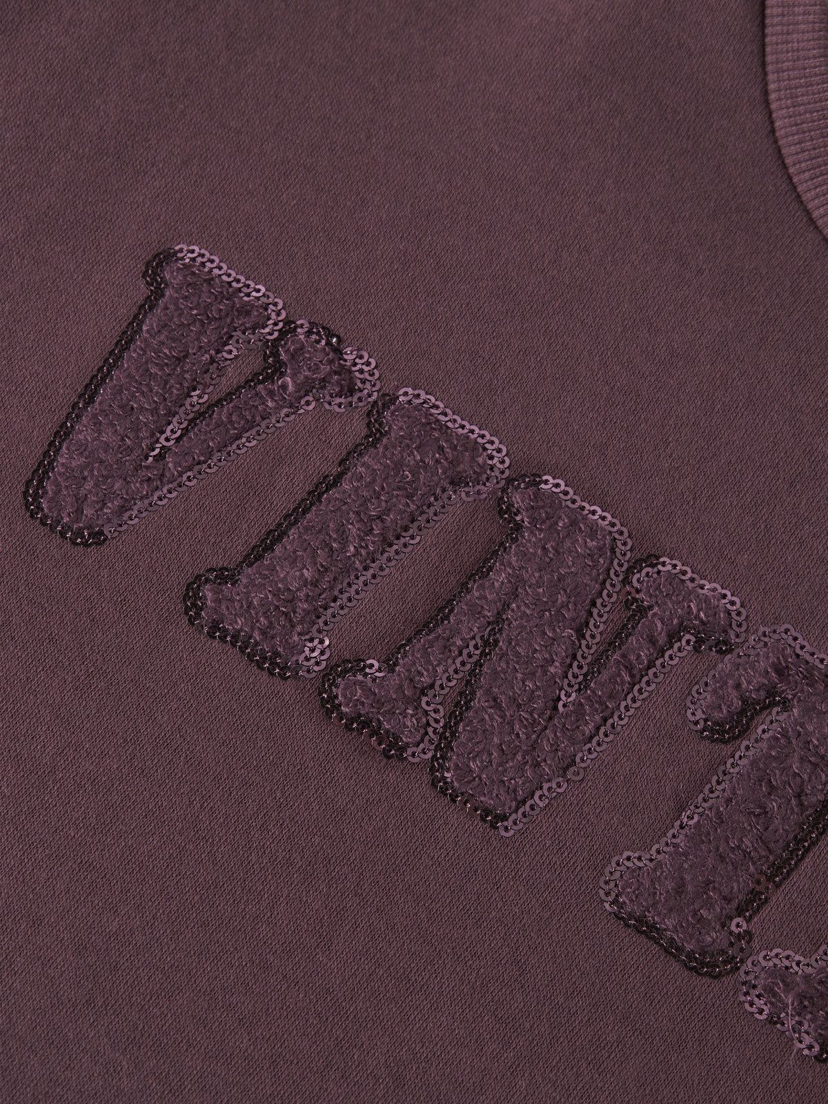 NAME IT Randu Long Sleeve Sweatshirt in Catawba Grape sequin appliqué logo detail