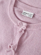 NAME IT Rima Long Sleeve Knit Cardigan in Full Blooming Pink bow detail