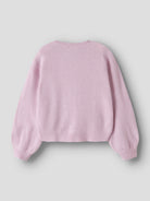 NAME IT Rima Long Sleeve Knit Cardigan in Full Blooming Pink back view