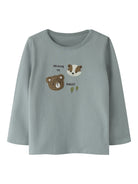 NAME IT Racer Baby Boys’ Long Sleeve Animal Print Top in Abyss, front view