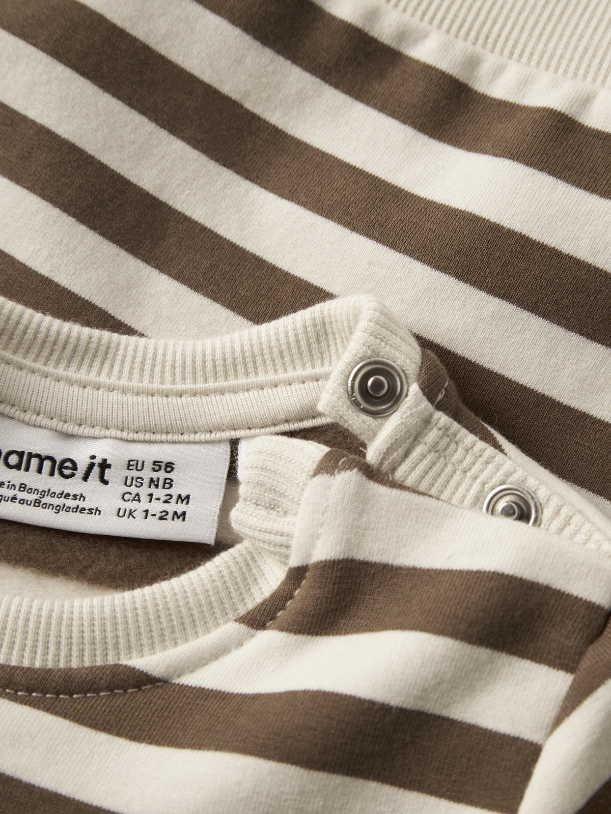 NAME IT Rafan Baby Boys' Sweatshirts in Sepia snap button placket detail