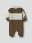 NAME IT Ral Baby Boys’ Knitted Polo Jumpsuit in Sepia, back view