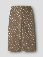 Back view of NAME IT Rammie wide-leg dot-print sweatpants in Coca Mocha