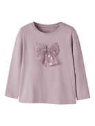 NAME IT Rosani Long Sleeve Top in Mauve Shadows flat lay