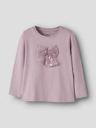 NAME IT Rosani Long Sleeve Top in Mauve Shadows flat lay (image 2)