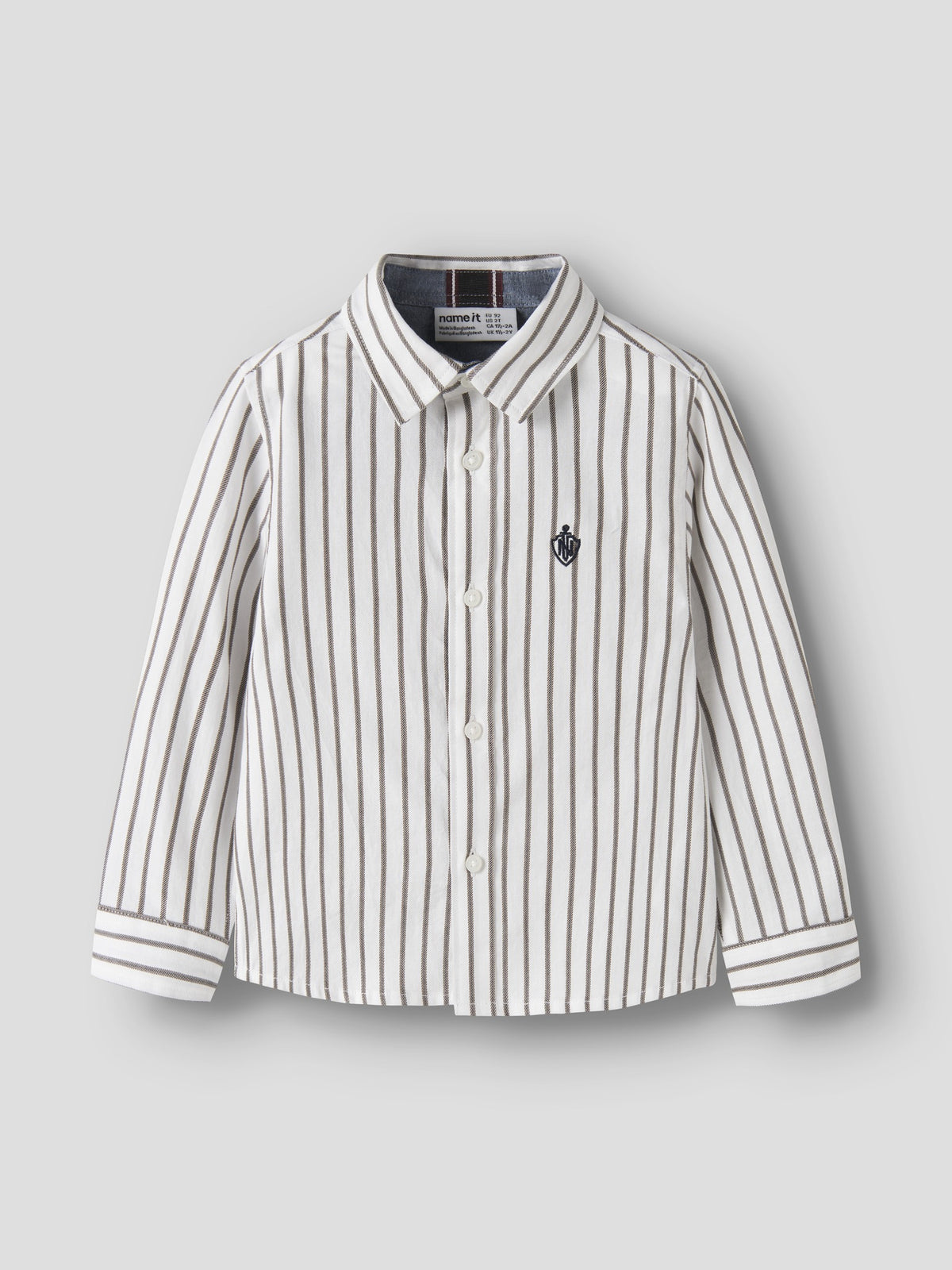 NAME IT Ralum Boys' Shirt in Bright White. front view