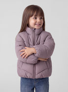 NAME IT Forty Puffer Jacket in Wistful Mauve on model