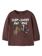Front view of NAME IT Rafo long sleeve top in Andorra with animal graphics