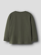 Back view of NAME IT Rafo long sleeve top in Olive Night