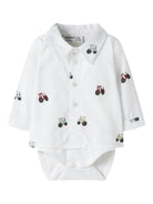NAME IT Ractor Long Sleeve BODYSHIRT in Bright White front view