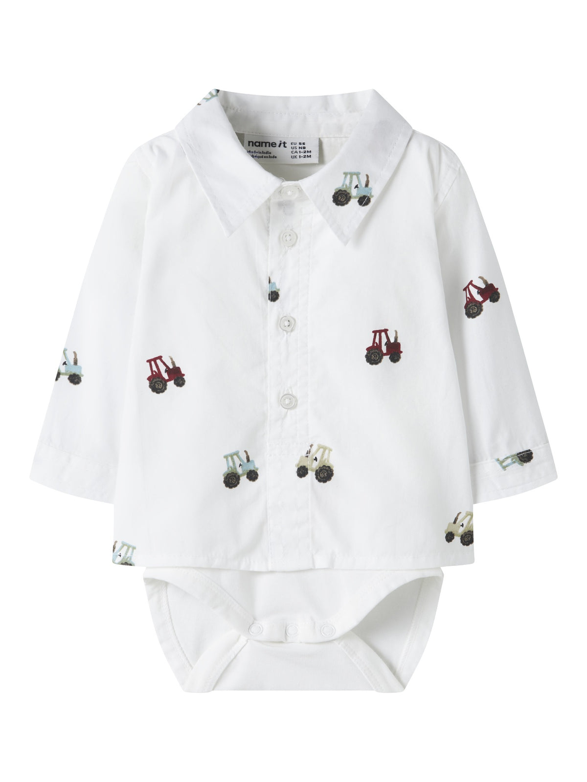 NAME IT Ractor Long Sleeve BODYSHIRT in Bright White front view