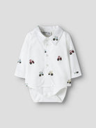 NAME IT Ractor Long Sleeve BODYSHIRT in Bright White angled view