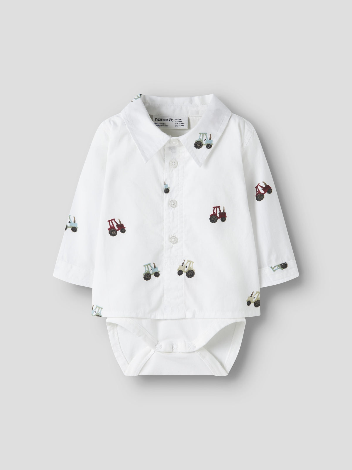 NAME IT Ractor Long Sleeve BODYSHIRT in Bright White angled view