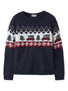 NAME IT Rissi Long Sleeve LOOSE Knit in Navy Blazer front view