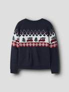 NAME IT Rissi Long Sleeve LOOSE Knit in Navy Blazer back view