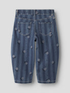 NAME IT Bella Barrel Jeans in Medium Blue Denim Flower back view