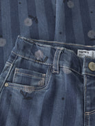 NAME IT Bella Barrel Jeans in Medium Blue Denim Flower waistband and pocket stitch detail
