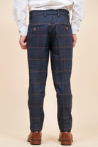 Marc Darcy Boyswear Jenson Marine Check Boys 3 Piece Suit MARINE side view
